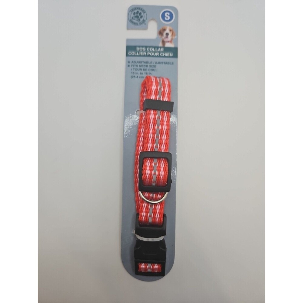 Dog Collar Size S Small Red Striped Adjustable Greenbrier Kennel Club  10-16 In